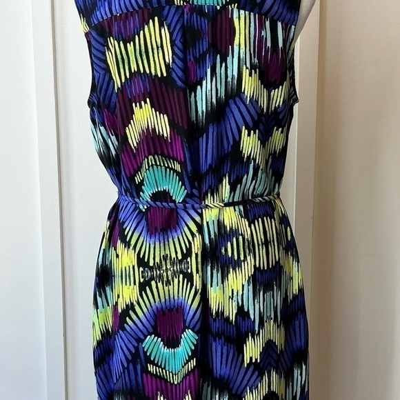 Apt 9 Size 12 Bright Neon Lightweight Sleeveless Button Front Shirt Dress Midi - Picture 4 of 7